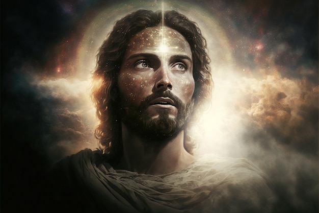 Portret Jezusa Chrystusa po zmartwychwstaniu potężny obraz na Wielkanoc