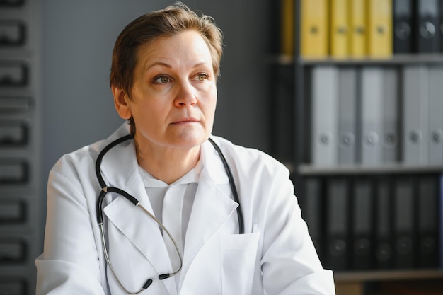 Portret kobiety lekarz w szpitalu