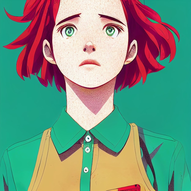 Portret kobiety w stylu anime lub mangi
