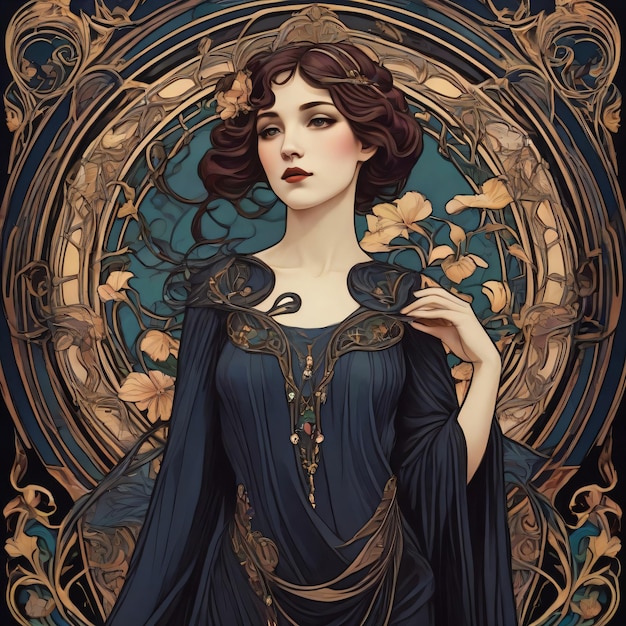 portret kobiety w stylu Art Nouveau