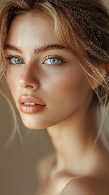 Portret kobiety z niebieskimi oczami