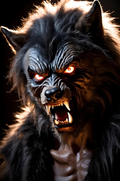 Zdjęcie portret koncepcji halloween wilkołaka