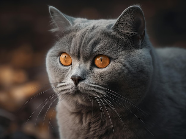 Portret kota brytyjskiego krótkowłosego z bliska stworzony przy użyciu technologii generatywnej AI