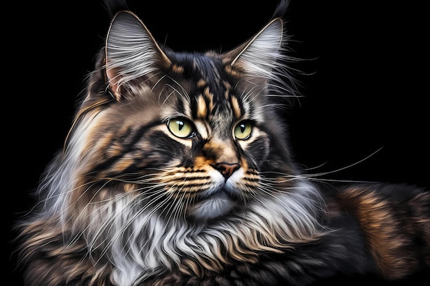 Portret kota Maine Coon Generative ai design