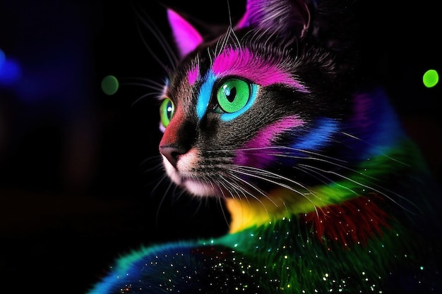 Portret kota w świecącym makijażu