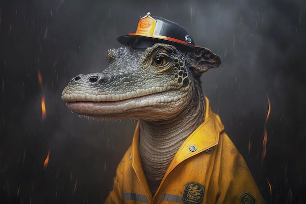 Portret krokodyla jako generatywnego ai strażaka