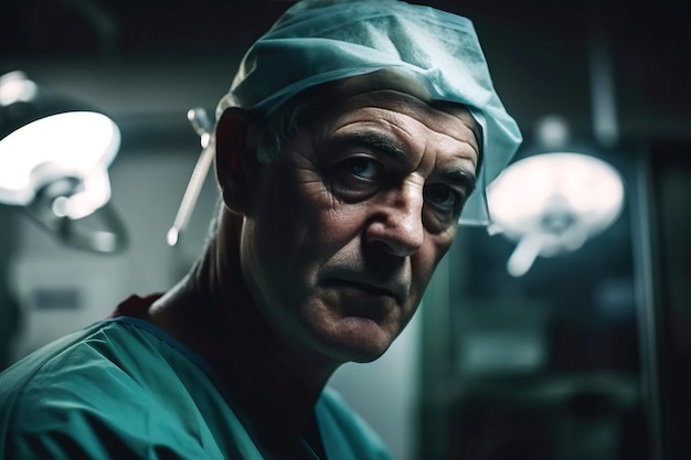 Portret lekarza chirurga w szpitalu na sali operacyjnej Generacyjna sztuczna inteligencja