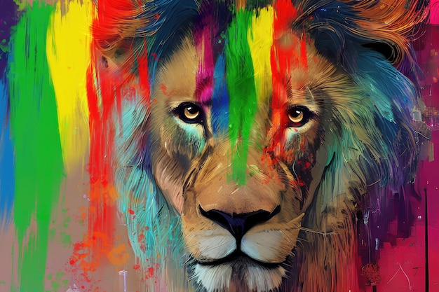 Portret lwa w kolorze sztuki