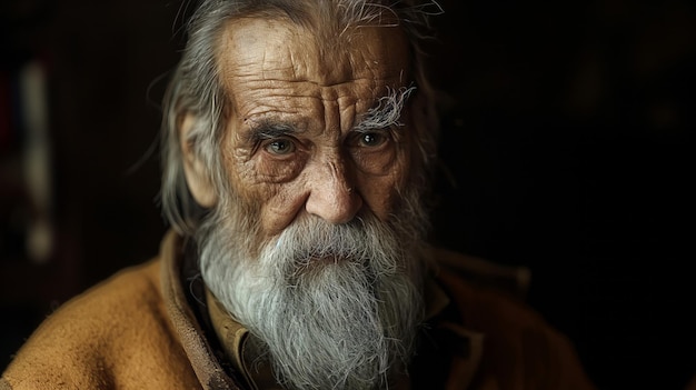 Portret mądrego starszego odzwierciedlającego lata mądrości i doświadczenia