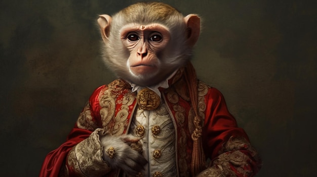 Portret małpy w renesansowym stroju Generatywny ai