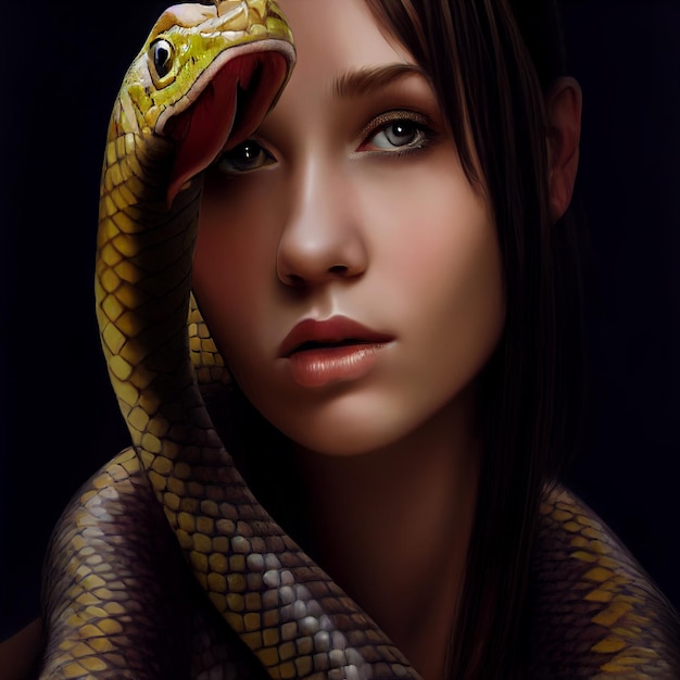 Portret Meduzy Kobieta z wężami na głowie
