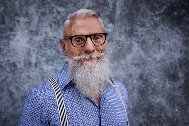 Portret Mężczyzny Starszy Hipster