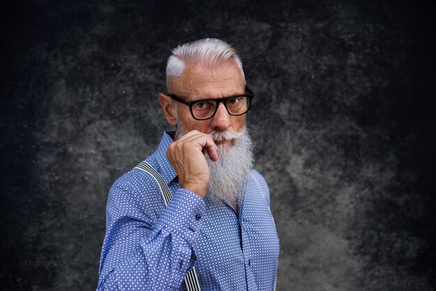 Portret Mężczyzny Starszy Hipster