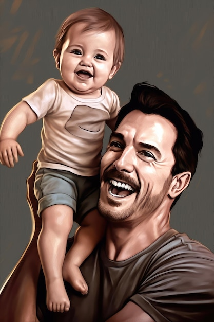 Portret mężczyzny trzymającego dziecko