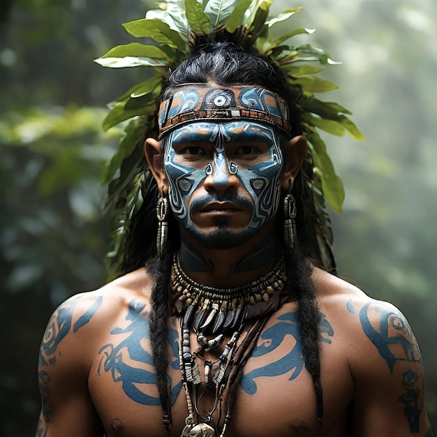 Portret mężczyzny z plemienia Dani w tradycyjnych ubraniach koteka z Papui