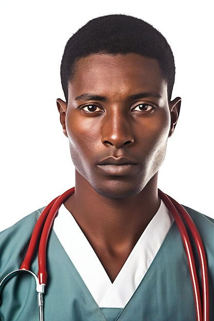 Portret młoda lekarka z stetoskopem na białym tle