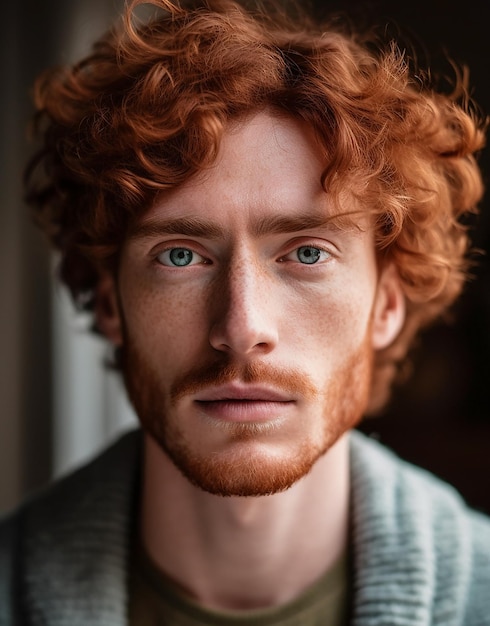 Portret młodego przystojnego rudowłosego mężczyzny