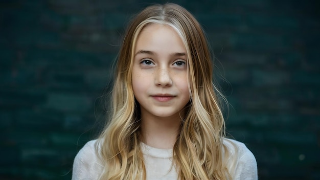Portret młodej atrakcyjnej dziewczyny z długimi blond włosami