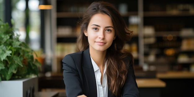 Portret młodej bizneswoman w biurze