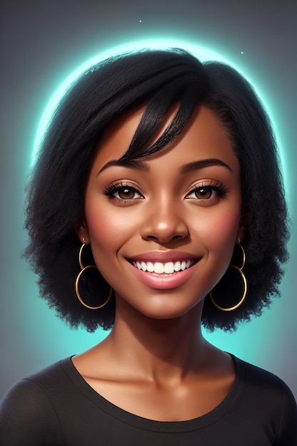Portret młodej czarnej kobiety w studiu Cyfrowy, kreatywny projektant mody, rysunek AI