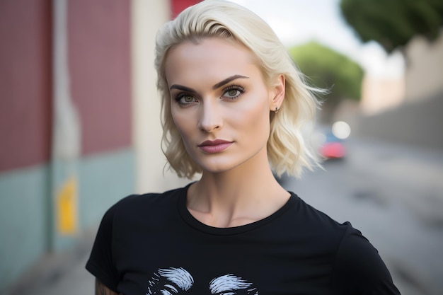 Portret młodej dziewczyny blondie punk sieci neuronowej ai generowane