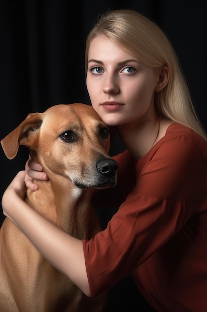 Portret młodej kobiety i jej psa