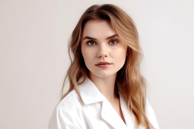 portret młodej kobiety-lekarza na odizolowanym białym tle miejsce na tekst generatywnej AI