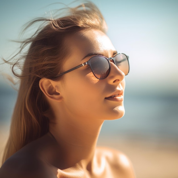 Portret młodej ładnej dziewczyny na plaży