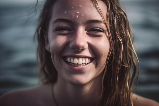 Portret młodej ładnej dziewczyny na plaży