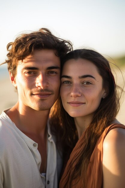 Portret młodej pary na plaży
