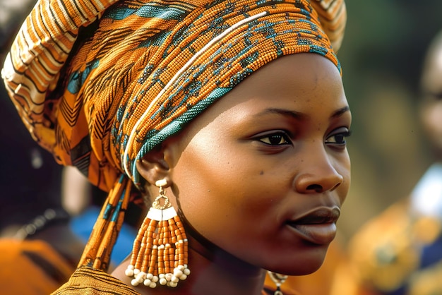 Portret młodej, pięknej afrykańskiej kobiety Generative AI