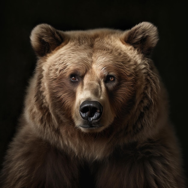 Portret niedźwiedzia na czarnym tle