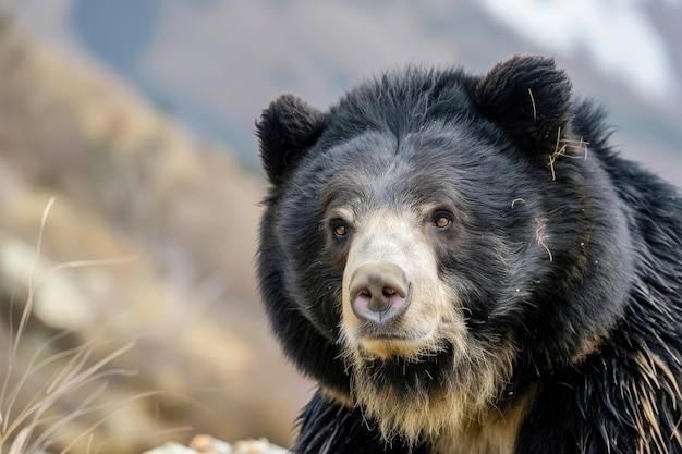 Portret niedźwiedzia Tian Shan w jego naturalnym środowisku