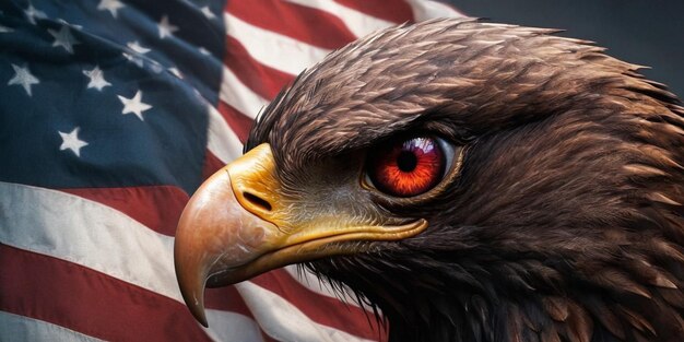 Portret orła z flagą USA w tle