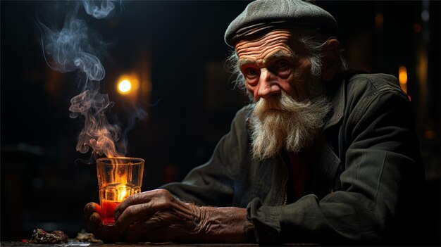 portret osoby z cygarem
