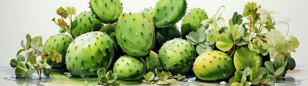 Portret owocu kaktusa w stylu wodnego arcydzieła