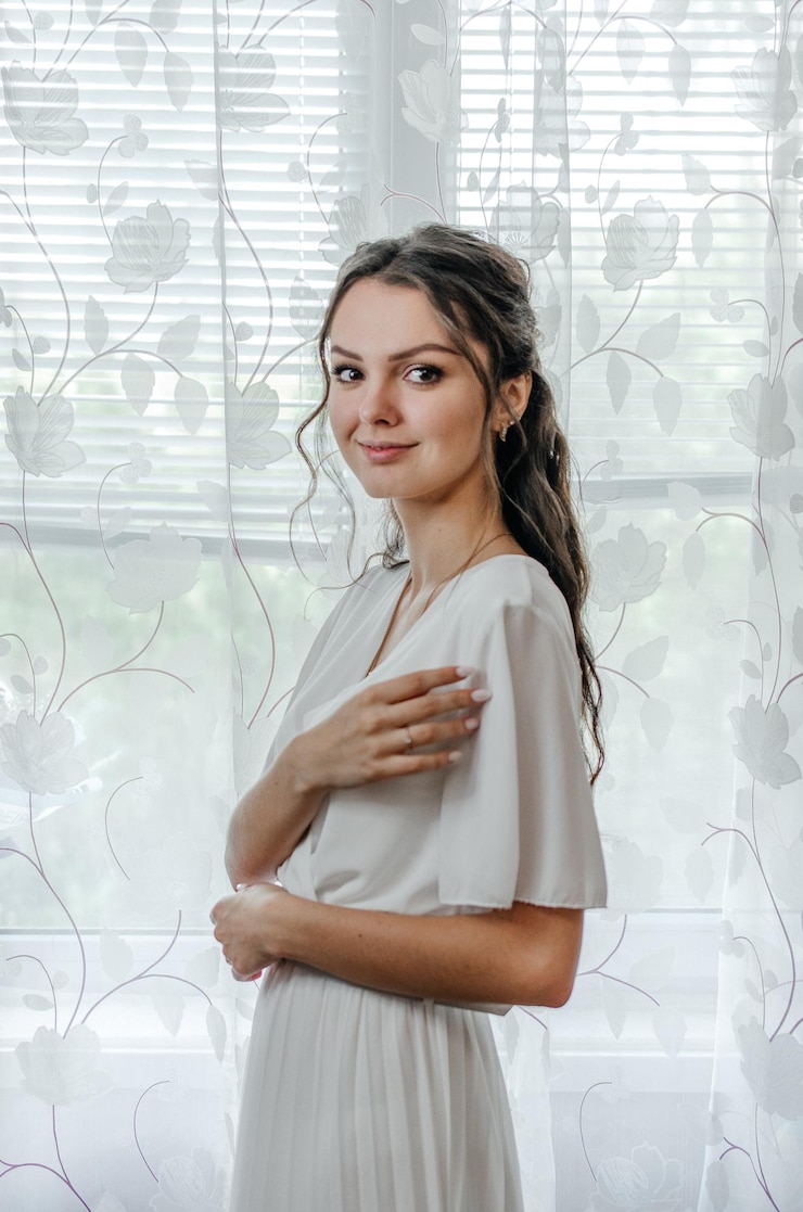 Zdjęcie portret panny młodej w sukni ślubnej