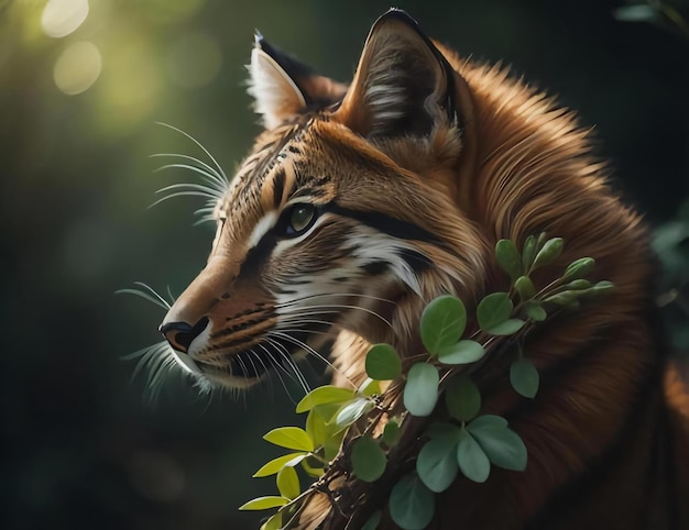 Portret pięknego dzikiego kota w lesie generatywny ai
