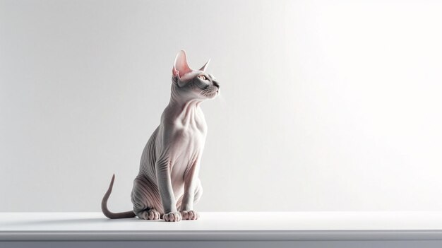 Portret pięknego kota Sfinksa na białym tle
