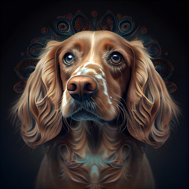 Portret pięknego psa Cocker Spaniel angielski Obraz cyfrowy