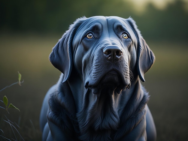 Portret pięknego psa labradora na miękkim tle natury