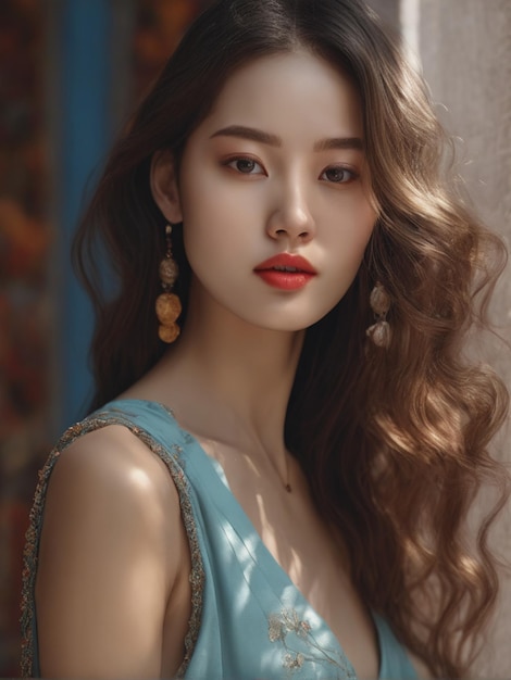Portret pięknej chińskiej dziewczyny