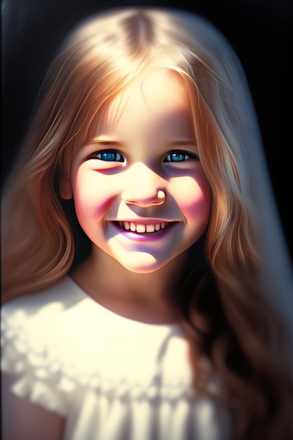 Portret pięknej dziewczynki w białej sukience