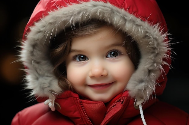 portret pięknej dziewczyny w czerwonej zimowej czapce z dzianiny