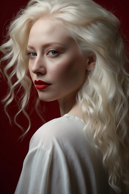 portret pięknej kobiety albino