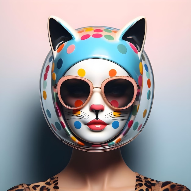 Portret pięknej kobiety z kreatywnym makijażem jak kot