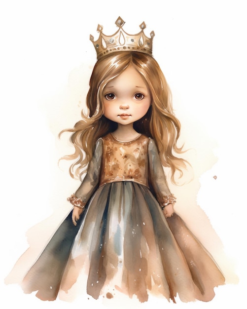 Portret pięknej małej księżniczki z koroną na głowie