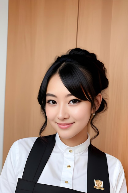 Portret pięknej młodej azjatyckiej kobiety w białej koszuli