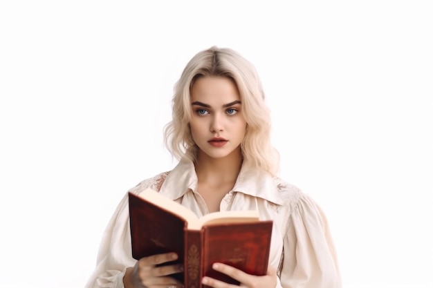 Portret pięknej młodej kobiety czytelnicza książka
