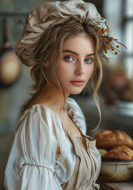 Portret pięknej młodej kobiety w czapce